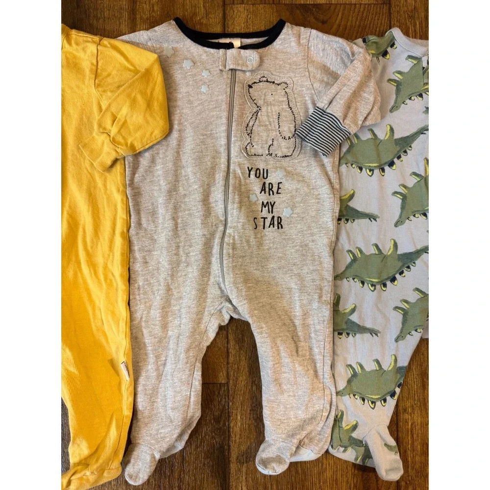 Baby Boy Sleepers 3/6 Months Lot Zipper Rompers Outfits Clothes Bundle Cotton